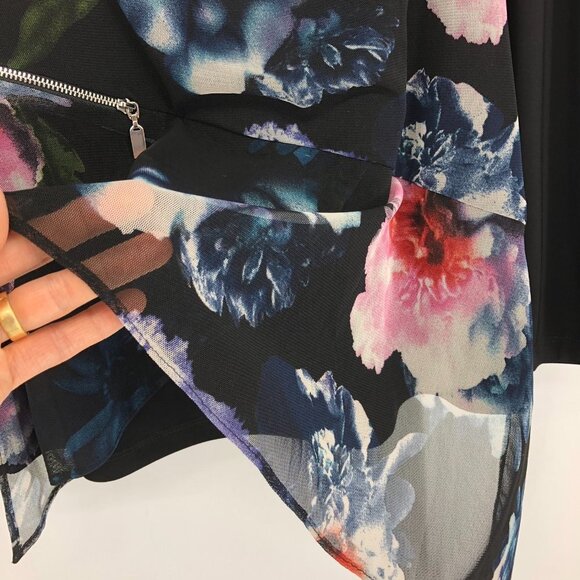 BNWT Frank Lyman Black & Multicolor Floral LS Cowl Neck flowy blouse  size 6 - Picture 5 of 14